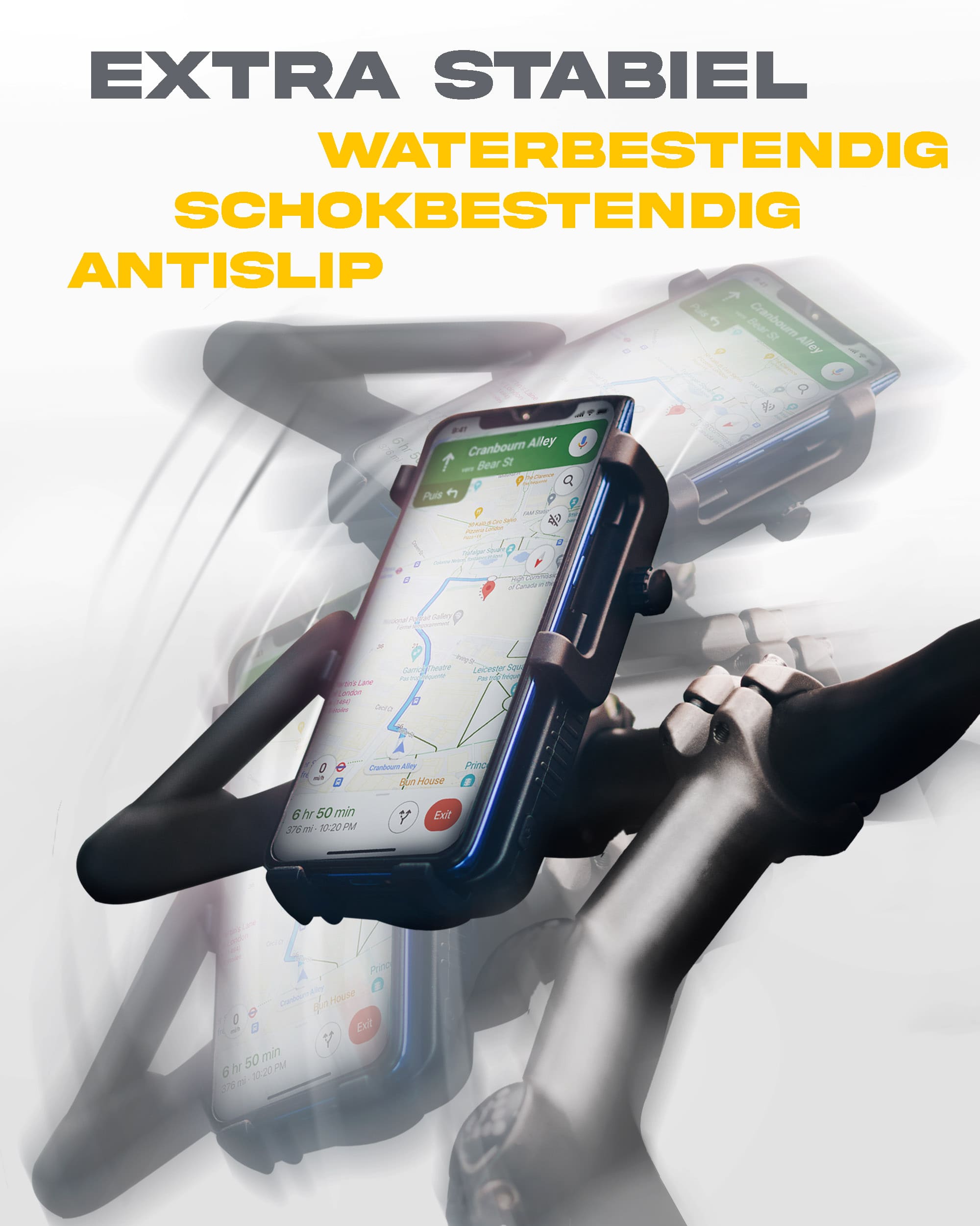 smartphone met GPS op fietstelhouder
