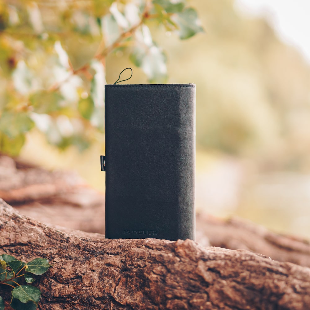 Chargeur solaire Electron sur une branche en pleine forêt