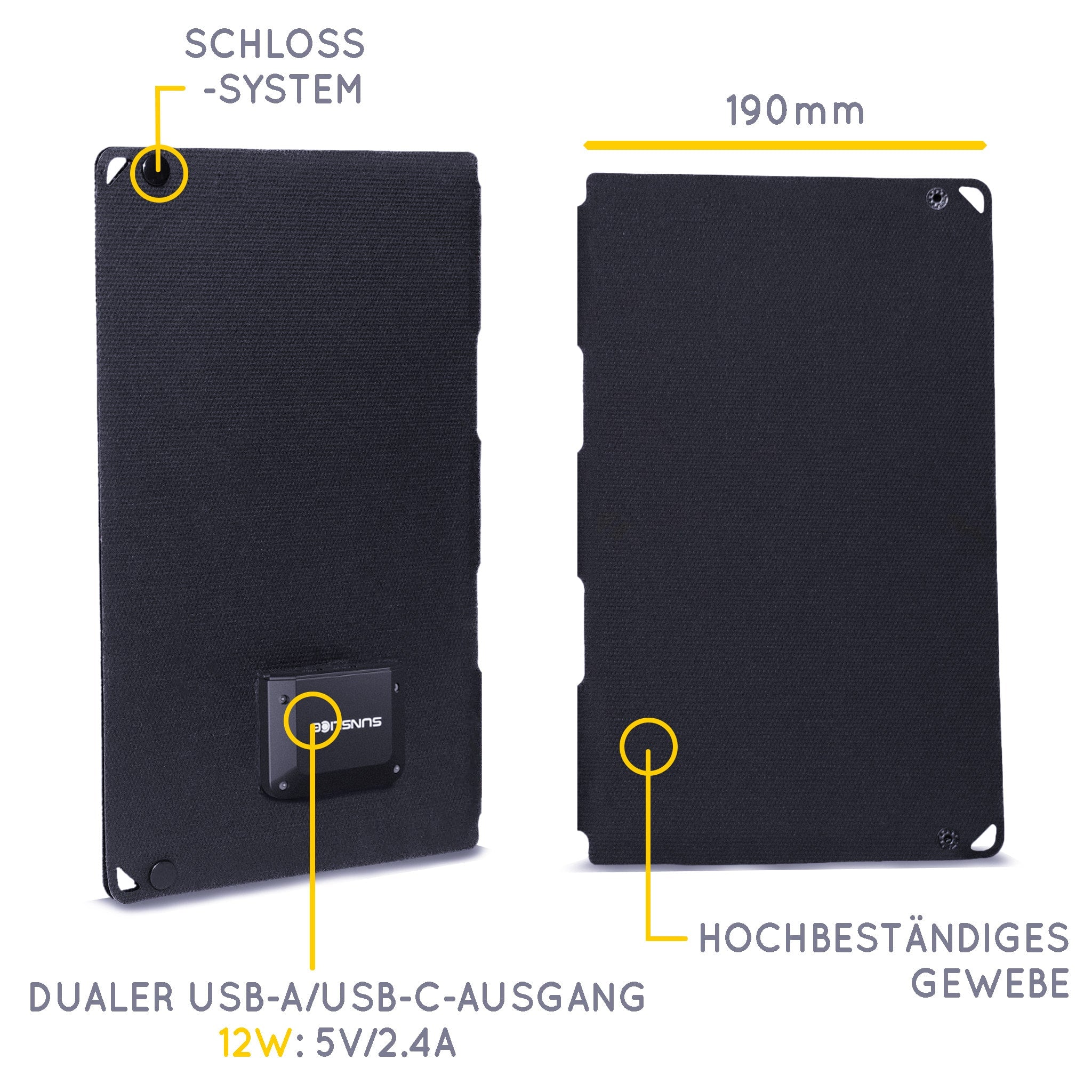 Solarmodul in Buchform mit Dual USB-Ausgang 12W