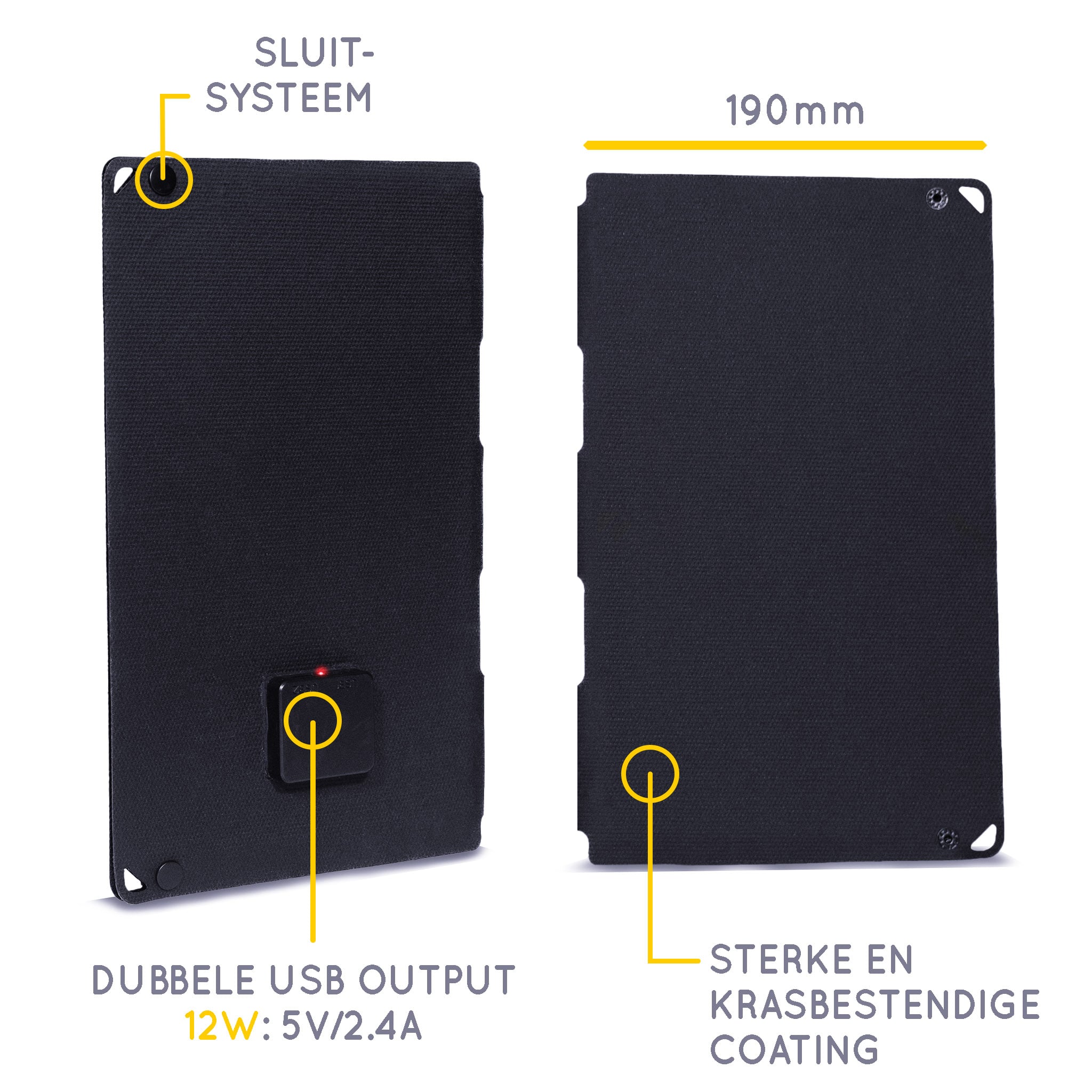 Zonnepaneel dicht als een boek met de dubbele USB-uitgang 12W