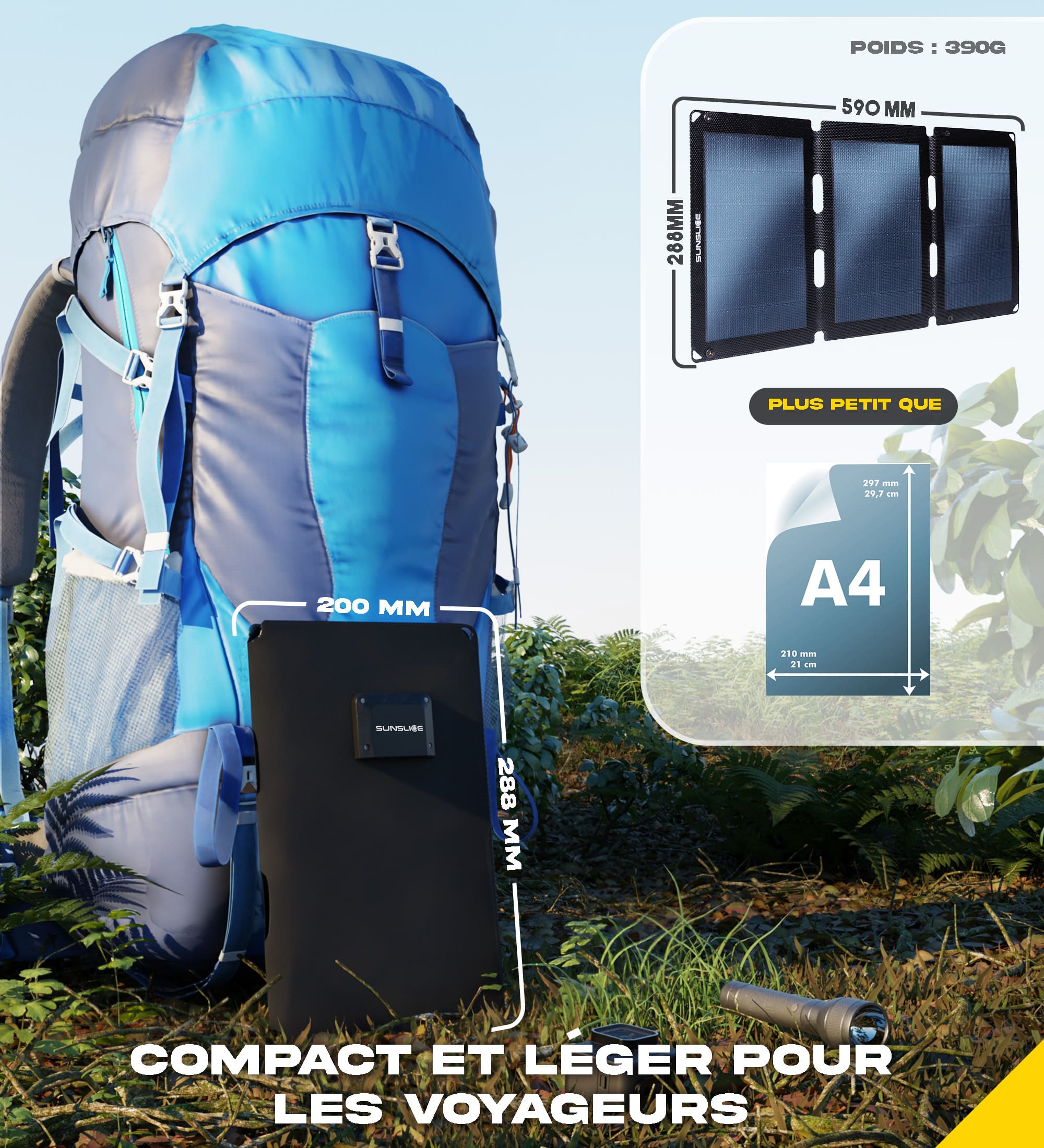 Fusion FLEX 18 Watts - Panneau solaire portable - Sunslice
