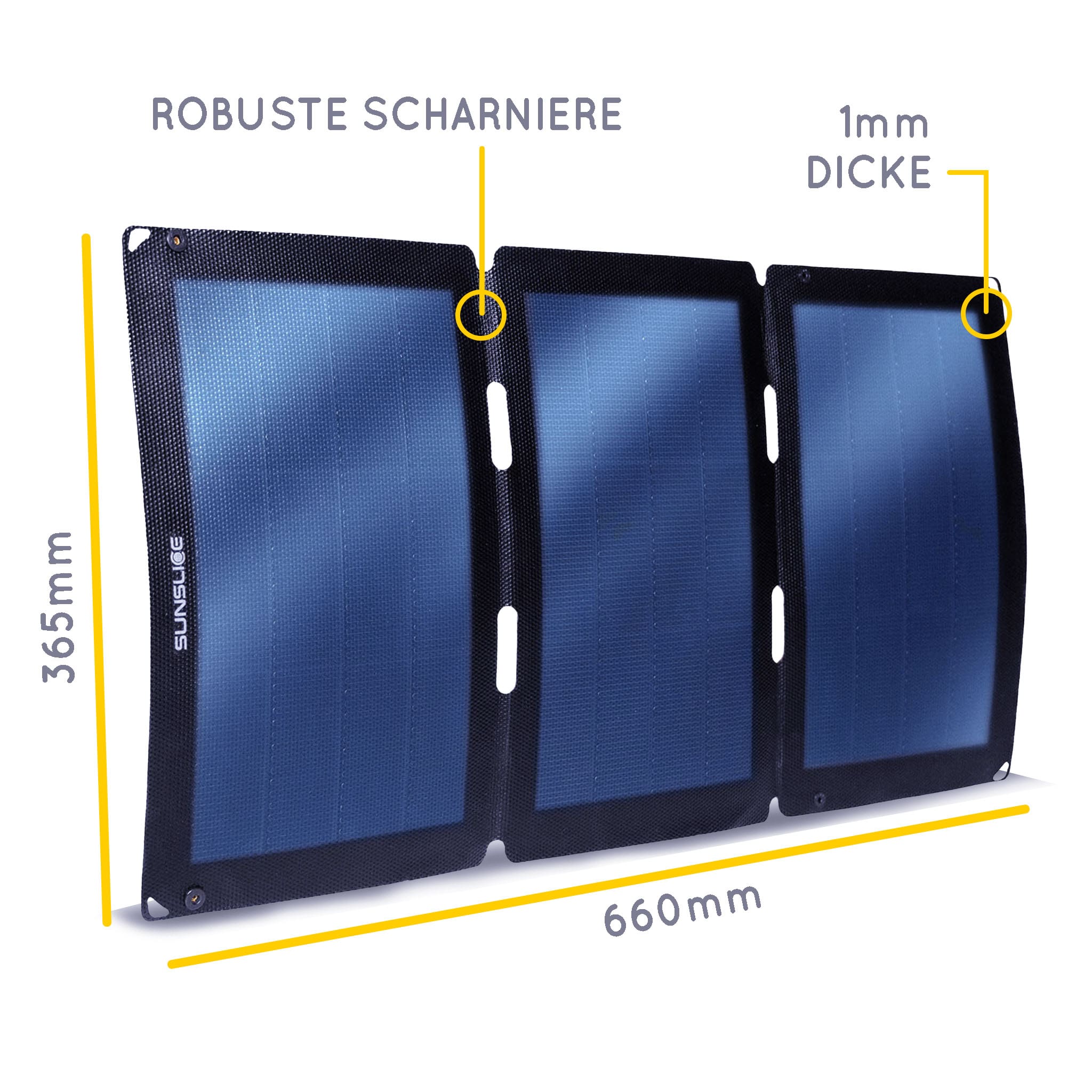 Solarmodul offen ( 3 Module) Informationen . Größe: 660 mm, 365 mm, Dicke 1 mm. Robuste Scharniere