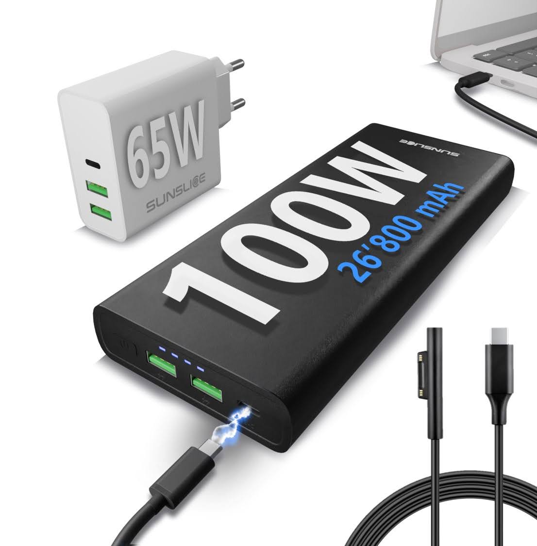 Gravity 100 Watt - Power Bank voor Laptop - Sunslice