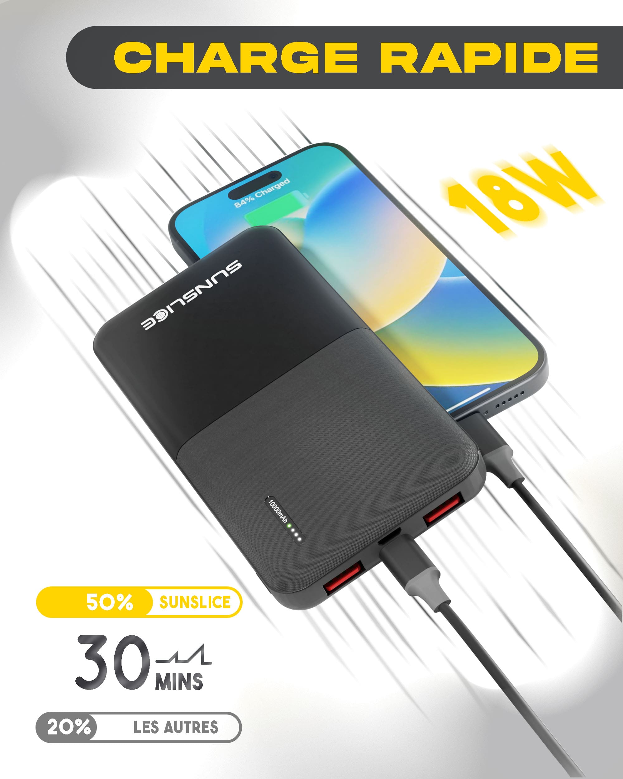 Banque d'alimentation avec charge rapide 18W