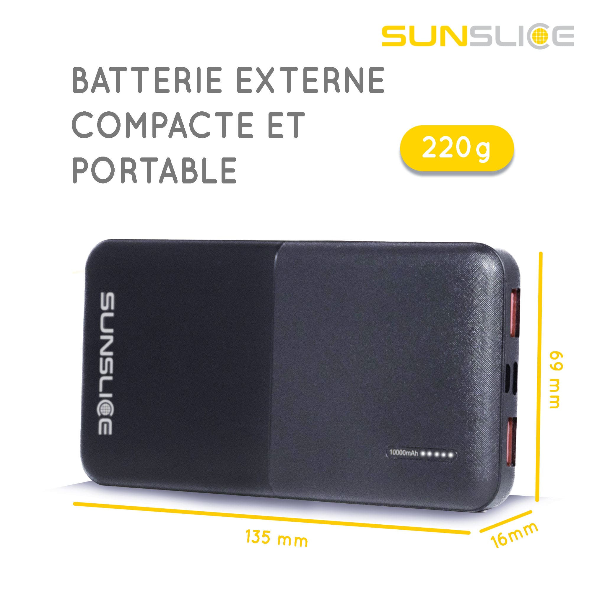 Gravity 10'000 mAh - Fast Portable Batterie Externe - Sunslice
