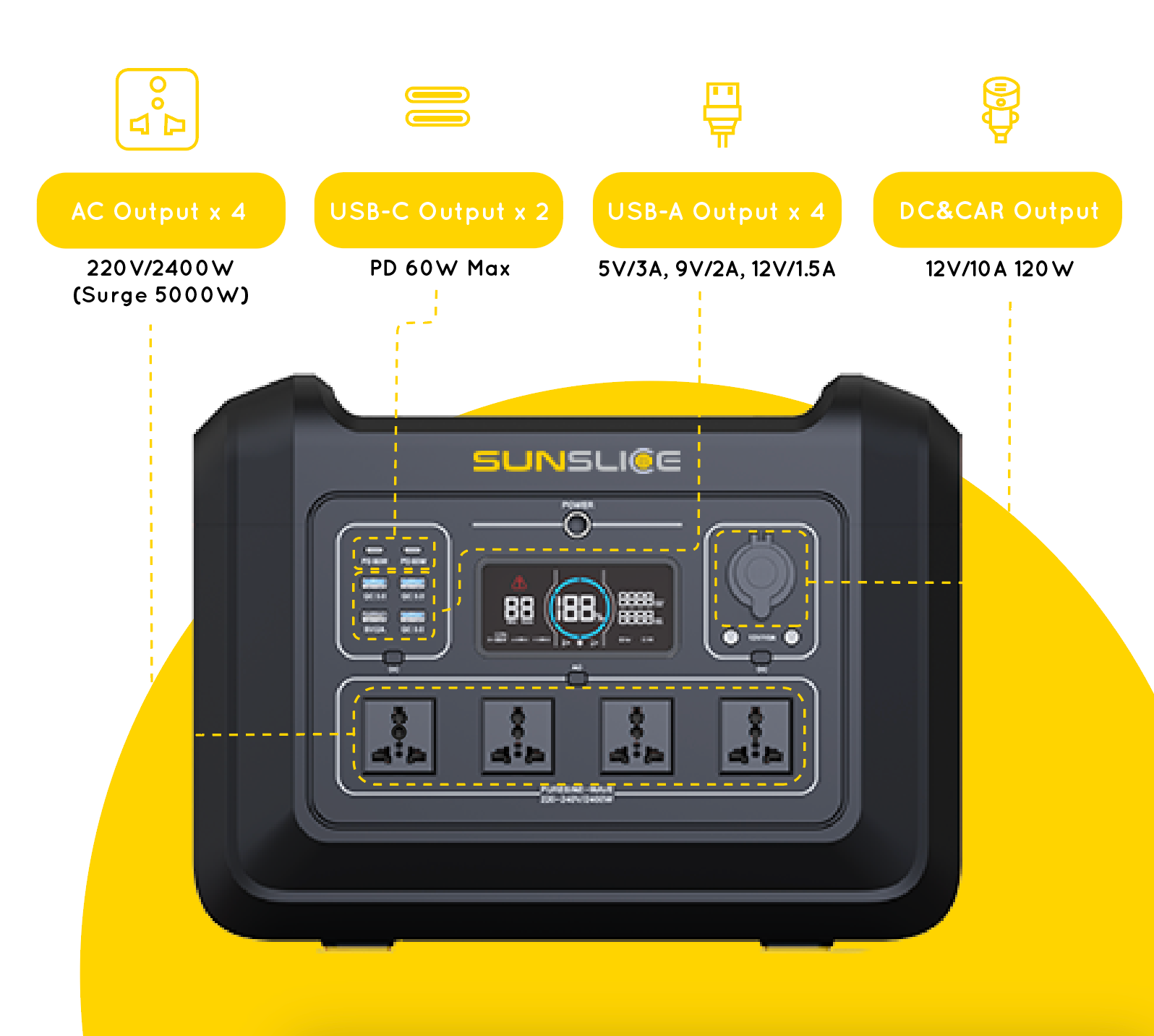 solar panel battery with technical specifications and back view