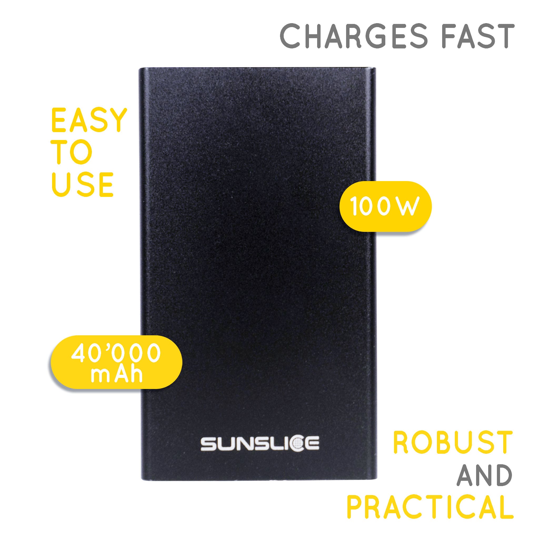 Gravity 40 portable laptop charger Capacity: 40000 mAh. Total Max Output: 100W. Robust and practical
