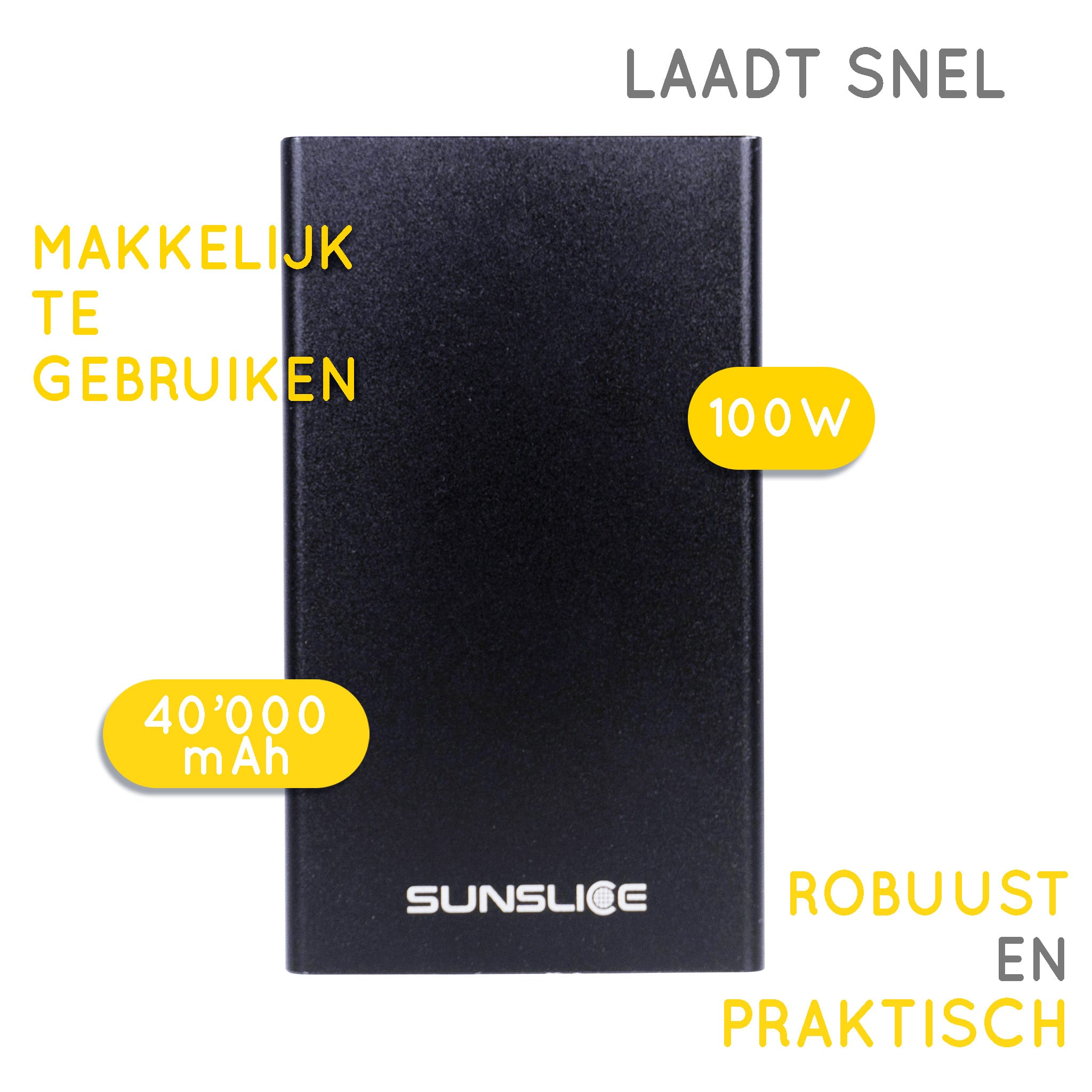 Gravity 40 draagbare laptop oplader Capaciteit: 40000 mAh. Totaal Max. vermogen: 100W. Robuust en praktisch