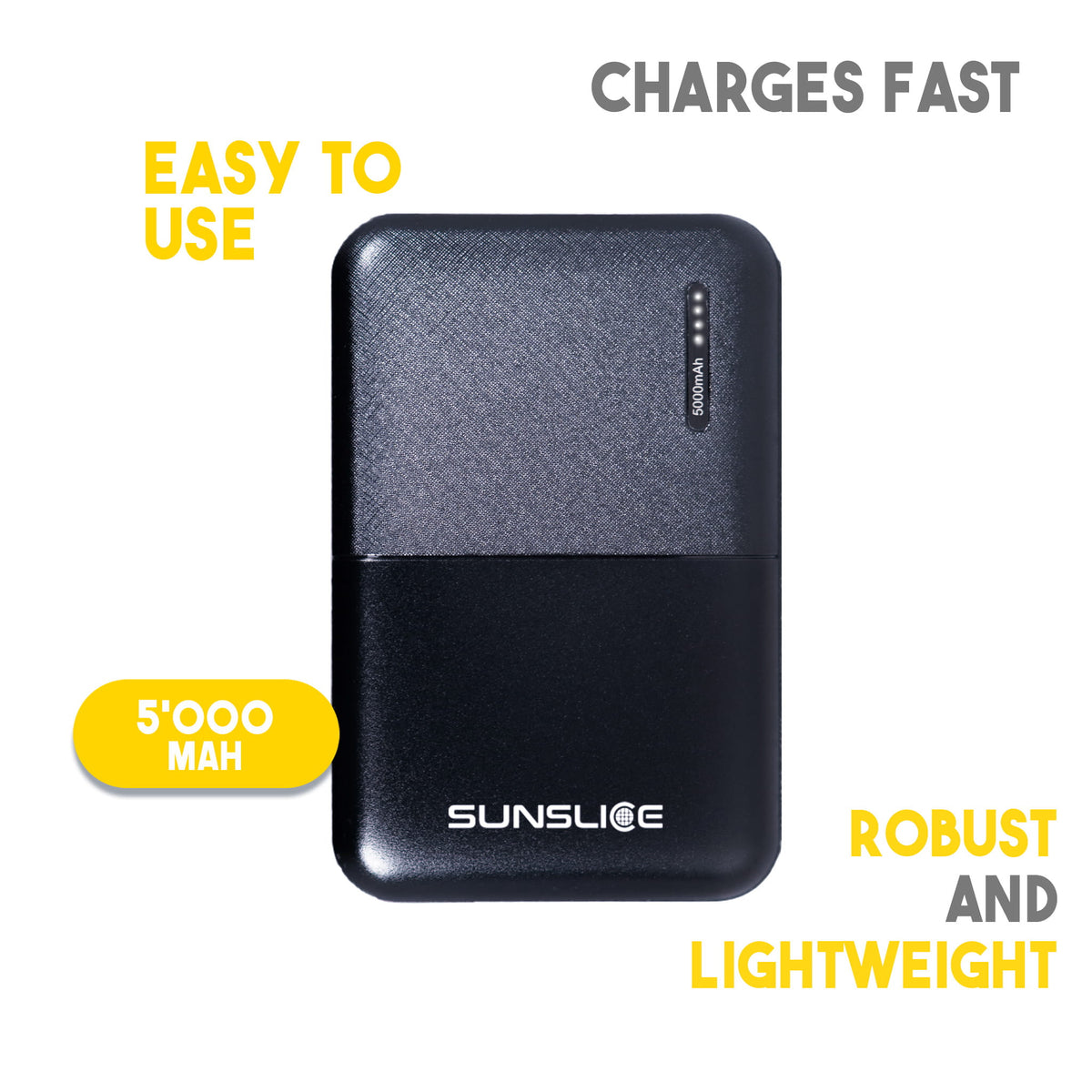 light powerbank with its specifications on white background