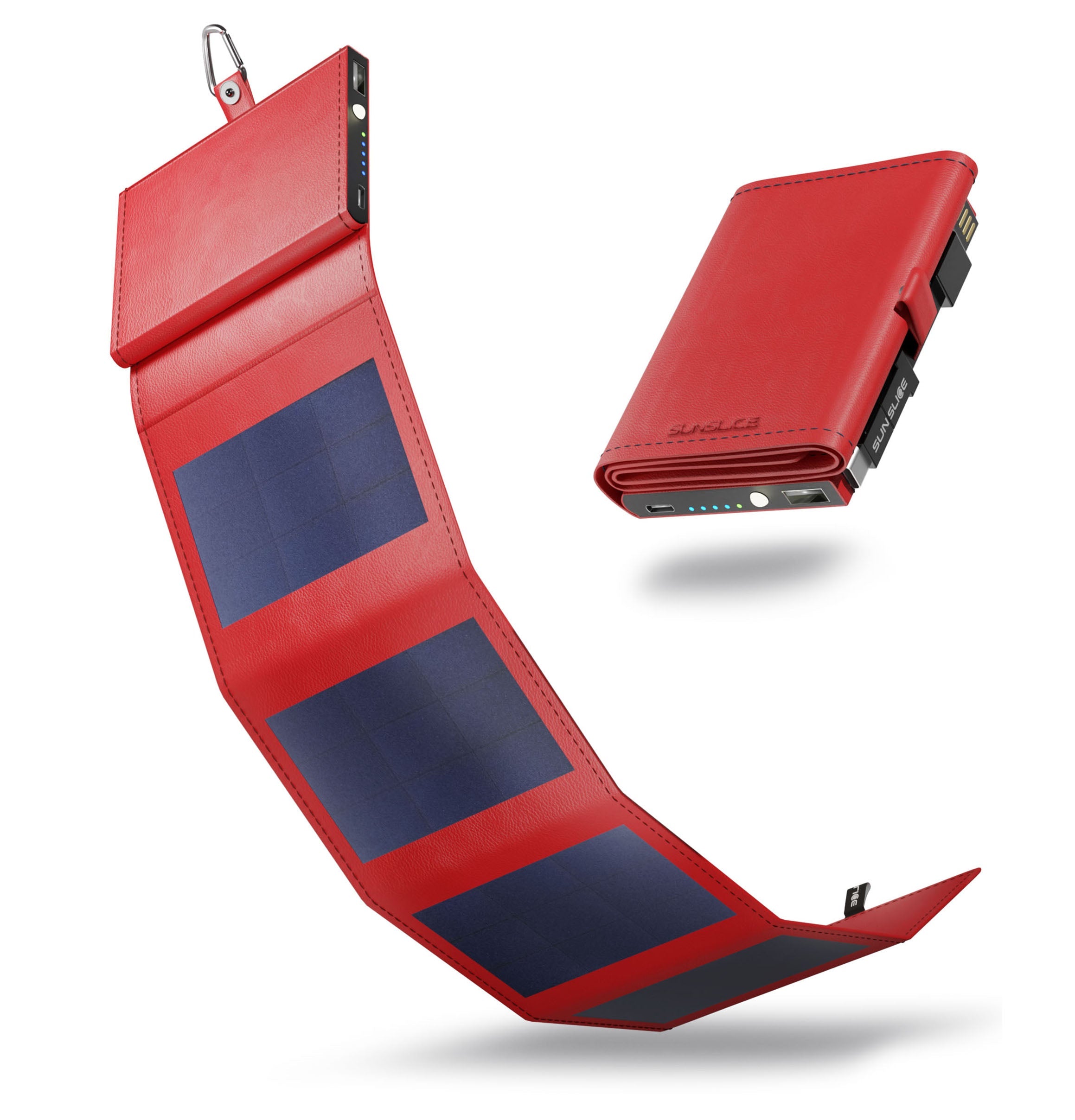 best solar power bank Photon red one open (4 mini panel) and one close