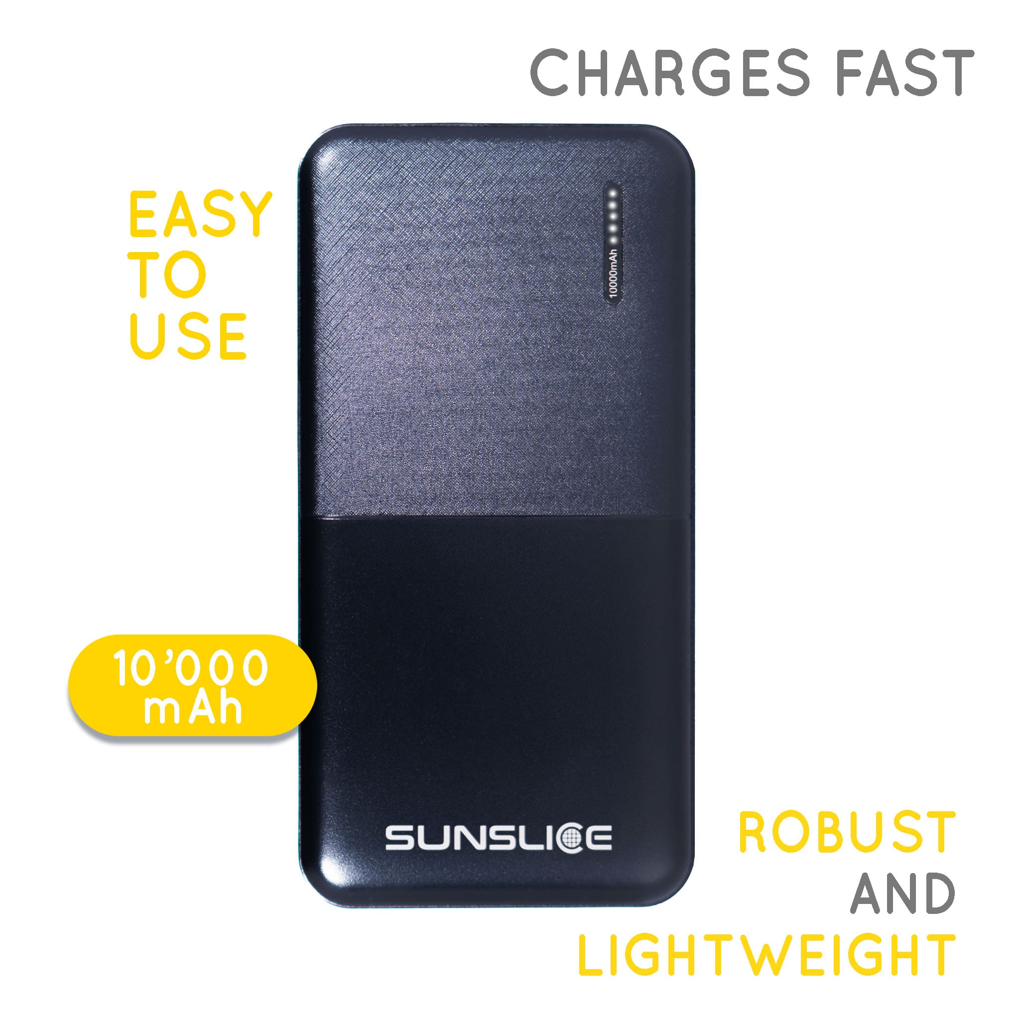 Gravity 10'000 mAh - Fast Portable Power Bank - Sunslice