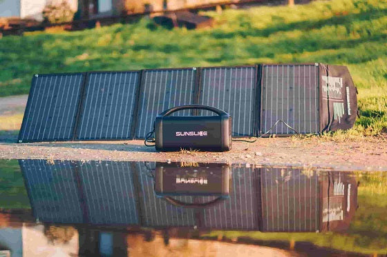 Portable Solar generator for home with portable solar panel, used as a portable solar outlet