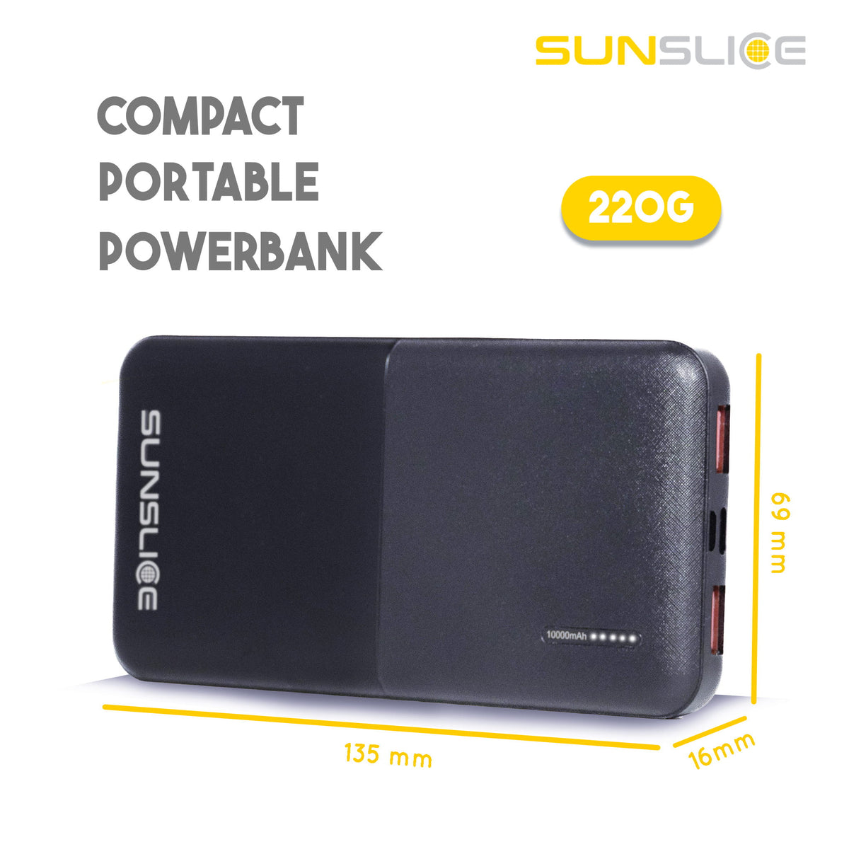 Gravity 10'000 mAh - Fast Portable Power Bank - Sunslice