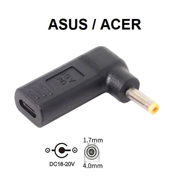 Adaptateur USB-C pour ordinateur portable - 4.0mm X 1.7mm pour LENOVO /  ASUS/ ACER/ TOSHI