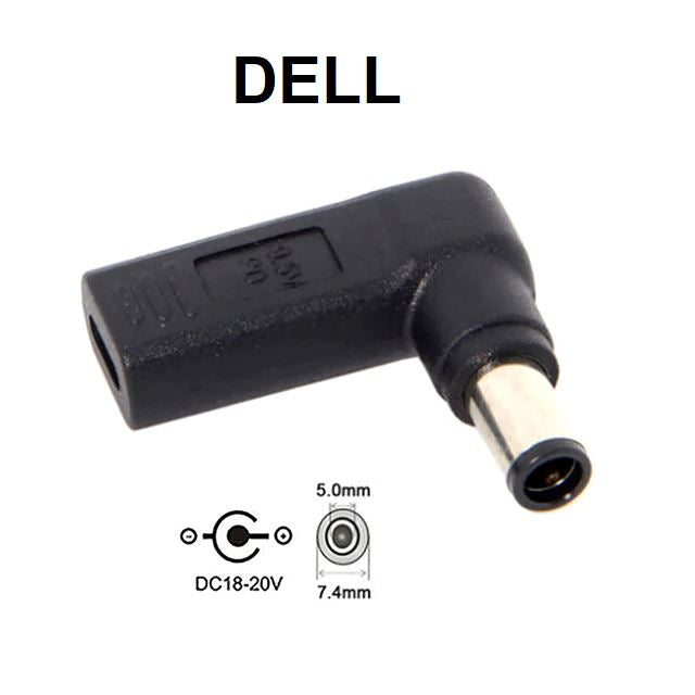 Adaptateur USB-C Vers DC 7,4x5 Mm 100W – Lot De 2, Pour Ordinateurs Portables Dell/HP