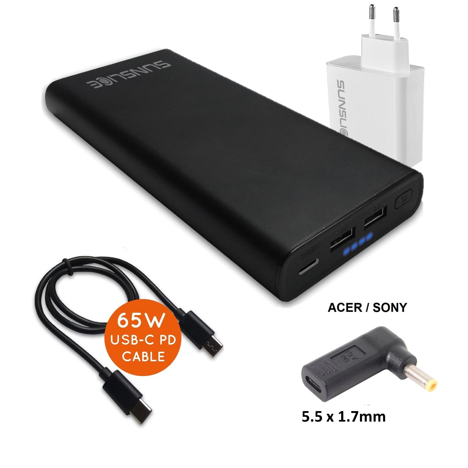 Gravity 100 Watt - Power Bank voor Laptop - Sunslice