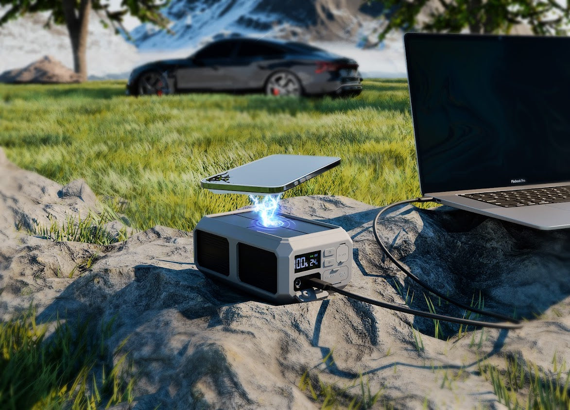 GRAVITY EXTREME PRO - 100 W USB-C PD-powerbank voor laptops met beschermende siliconenhoes | Geschikt voor zonne-energie | MPPT | Pass-through-opladen