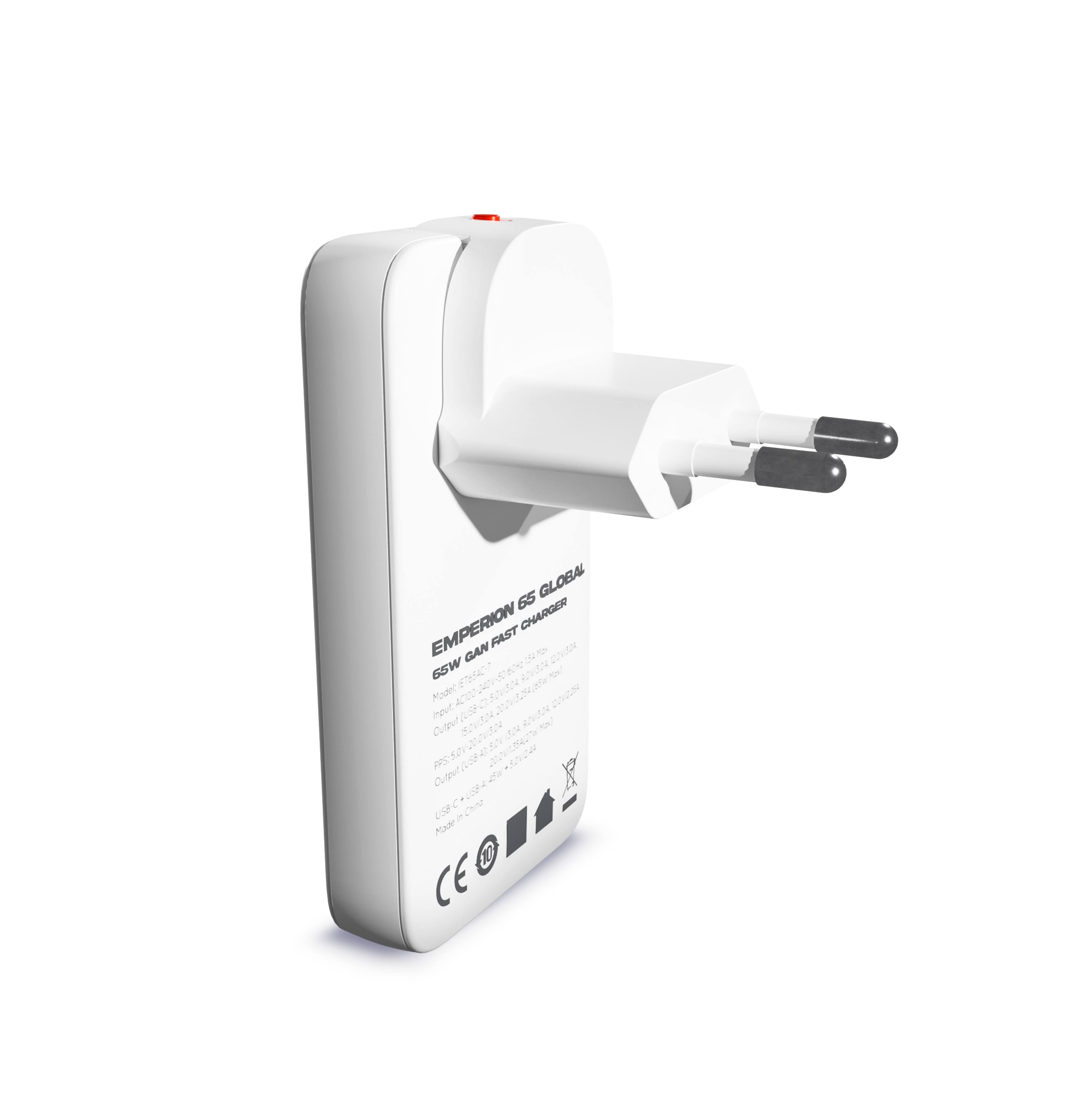 EMPERION 65 GLOBAL - Chargeur de voyage 65W USB-C pour ordinateur portable | Fiches internationales interchangeables