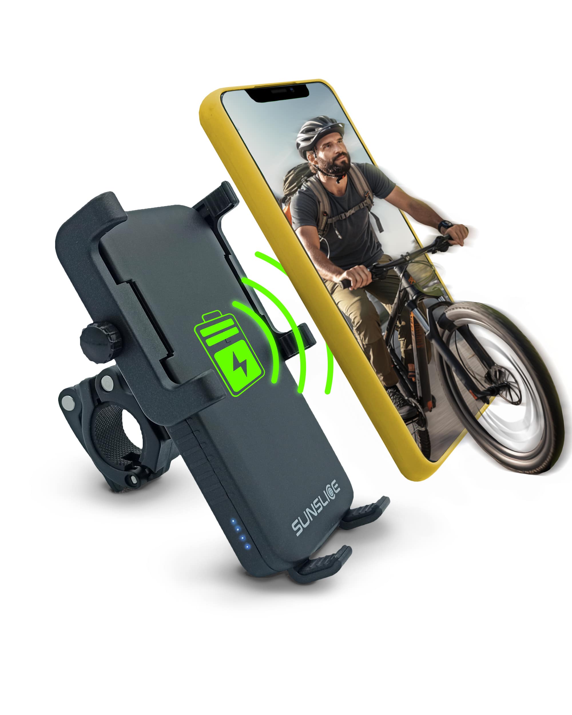 smartphone an einem Motorrad-Handy-Ladegerät