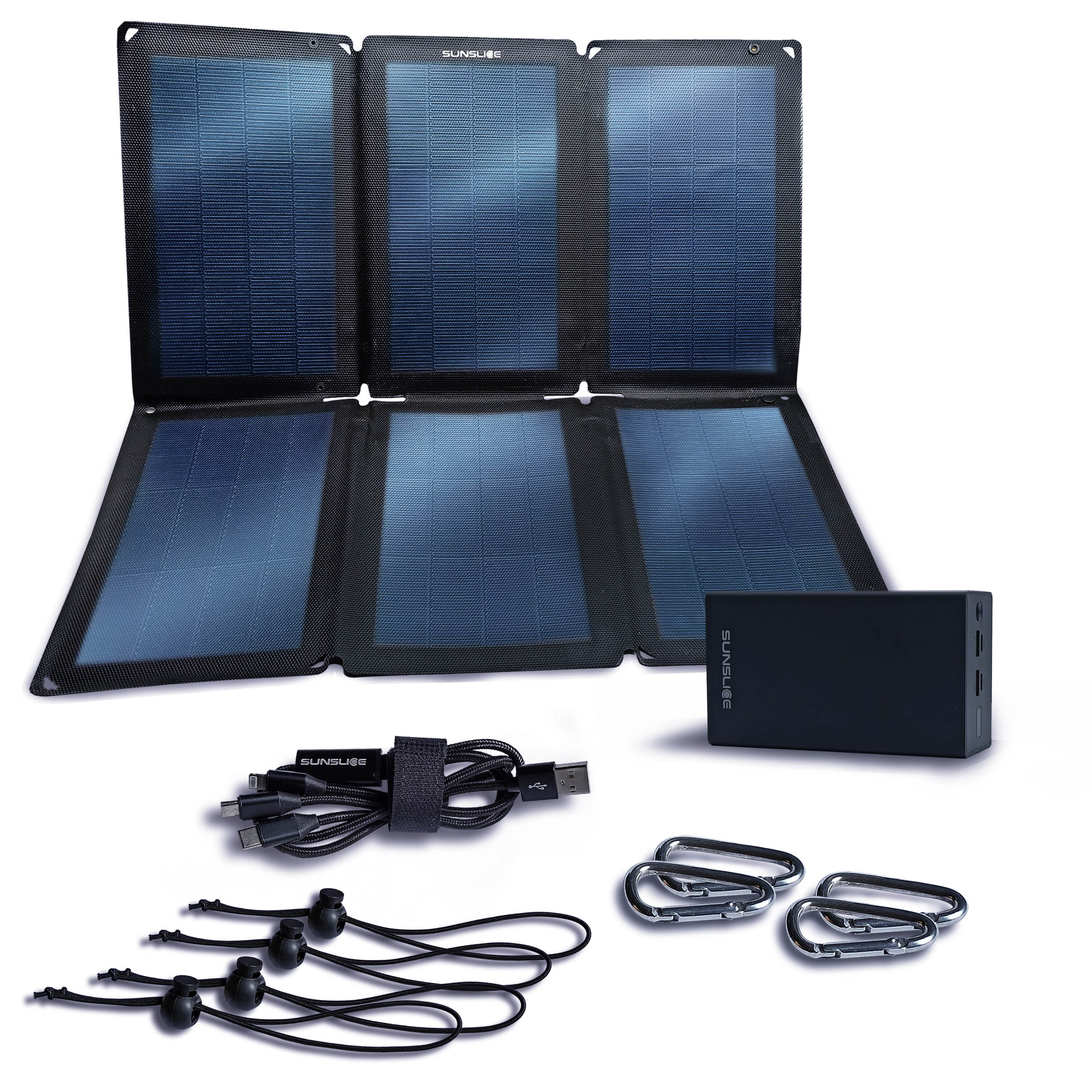 sunslice draagbaar 48 watt zonnepaneel en 40000mAh power bank nomad kit
