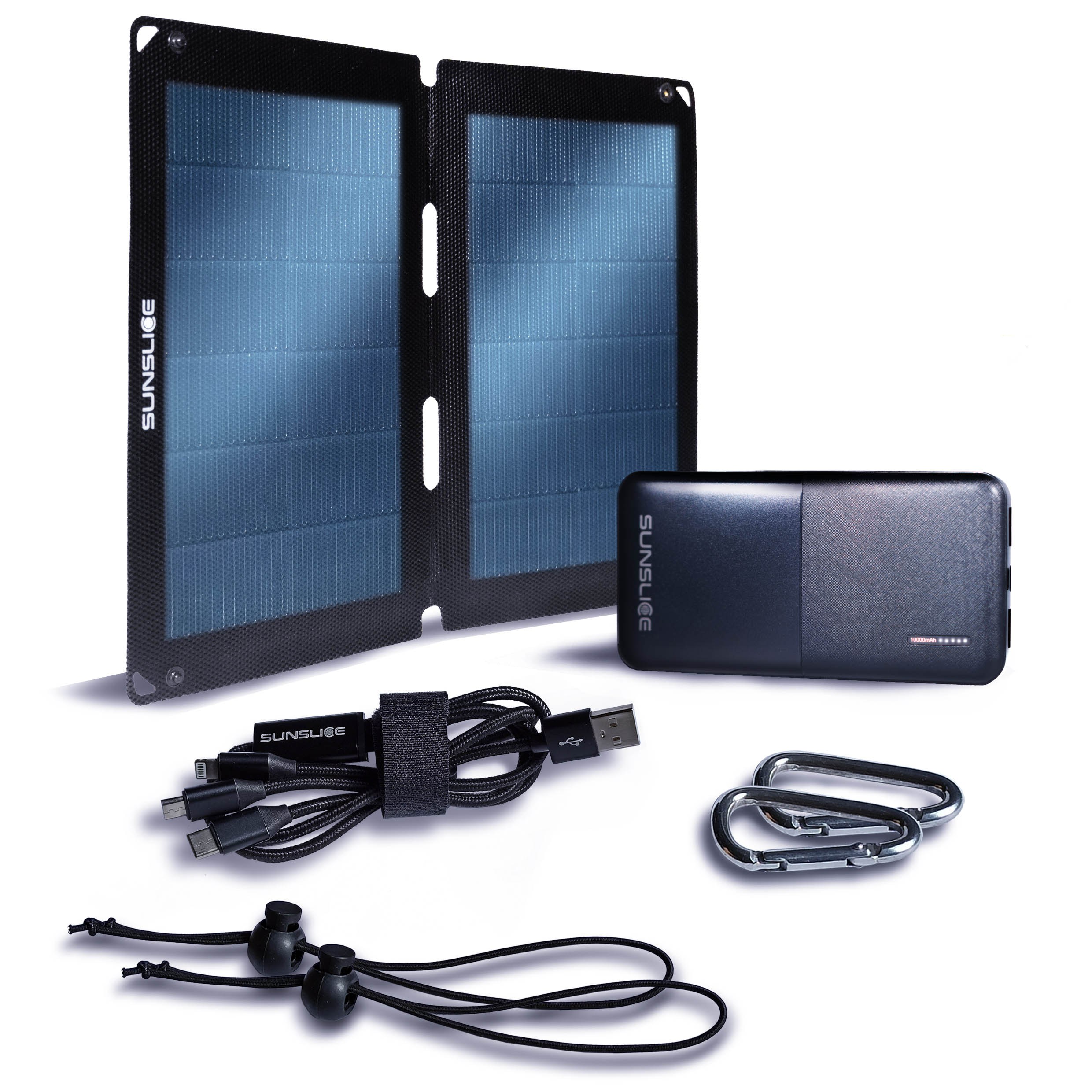 sunslice panneau solaire portable de 12 watts et banque d'énergie de 10000mAh kit nomade