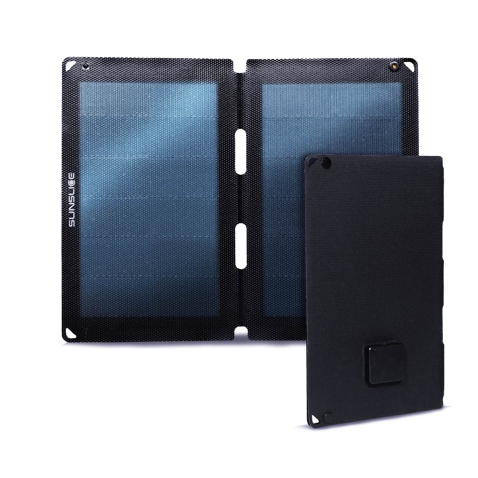 handheld solar panel with Sunslice logo 
