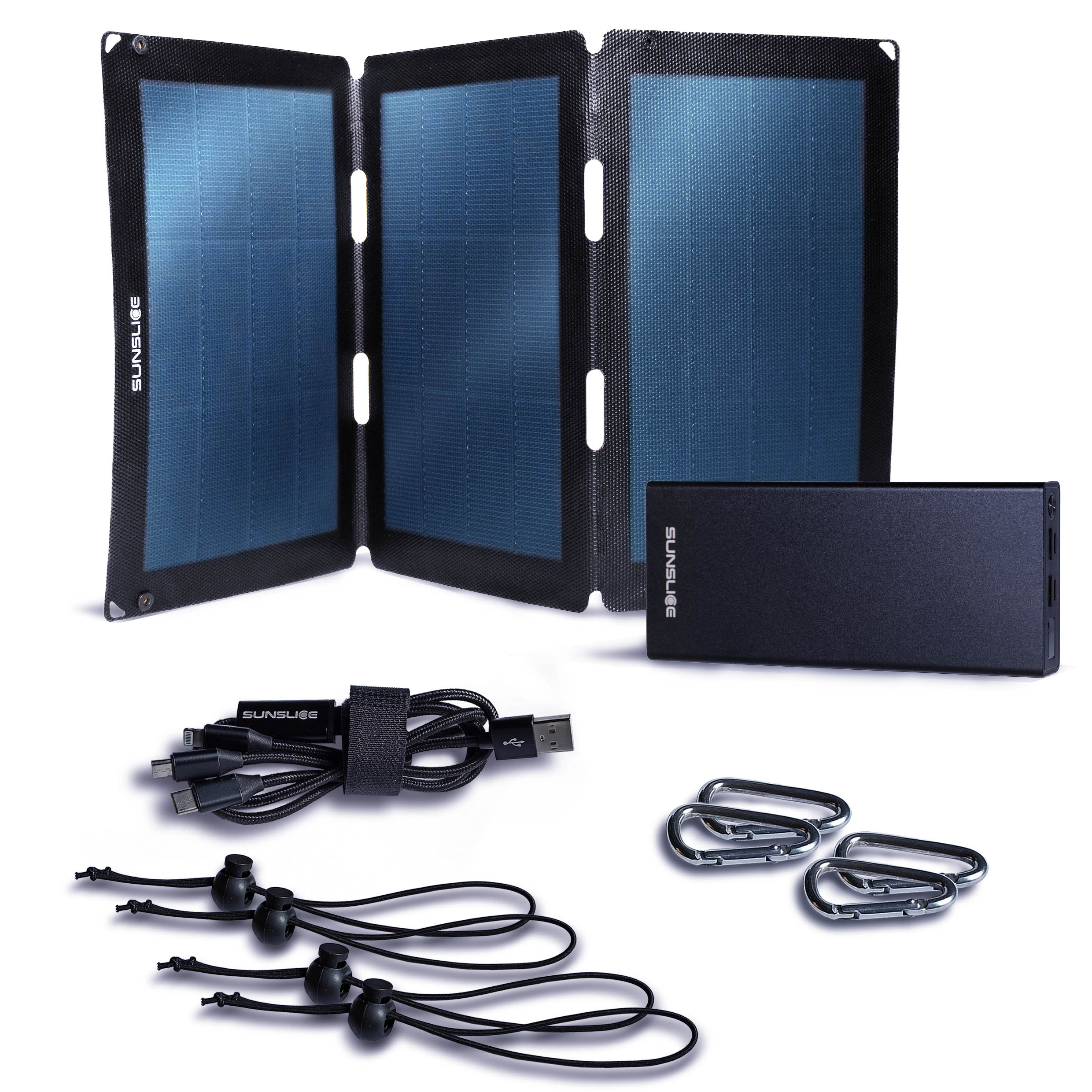 sunslice solar kit for hiking and camping with portable 6 watt solar panel and 5000mAh power bank 