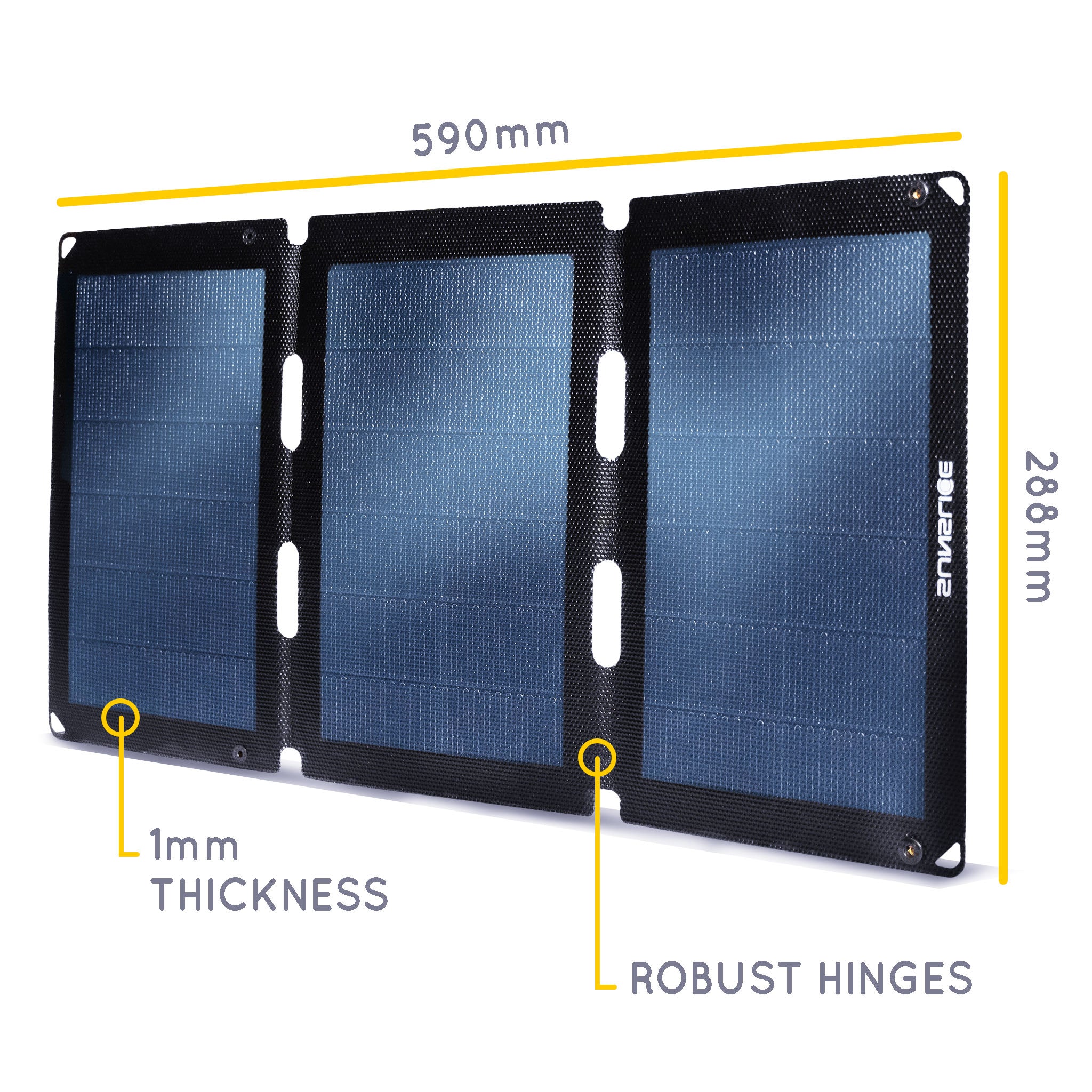 Zonnepaneel (3 panelen) informatie : Afmetingen : 590 mm, 288 mm, dikte 1 mm.