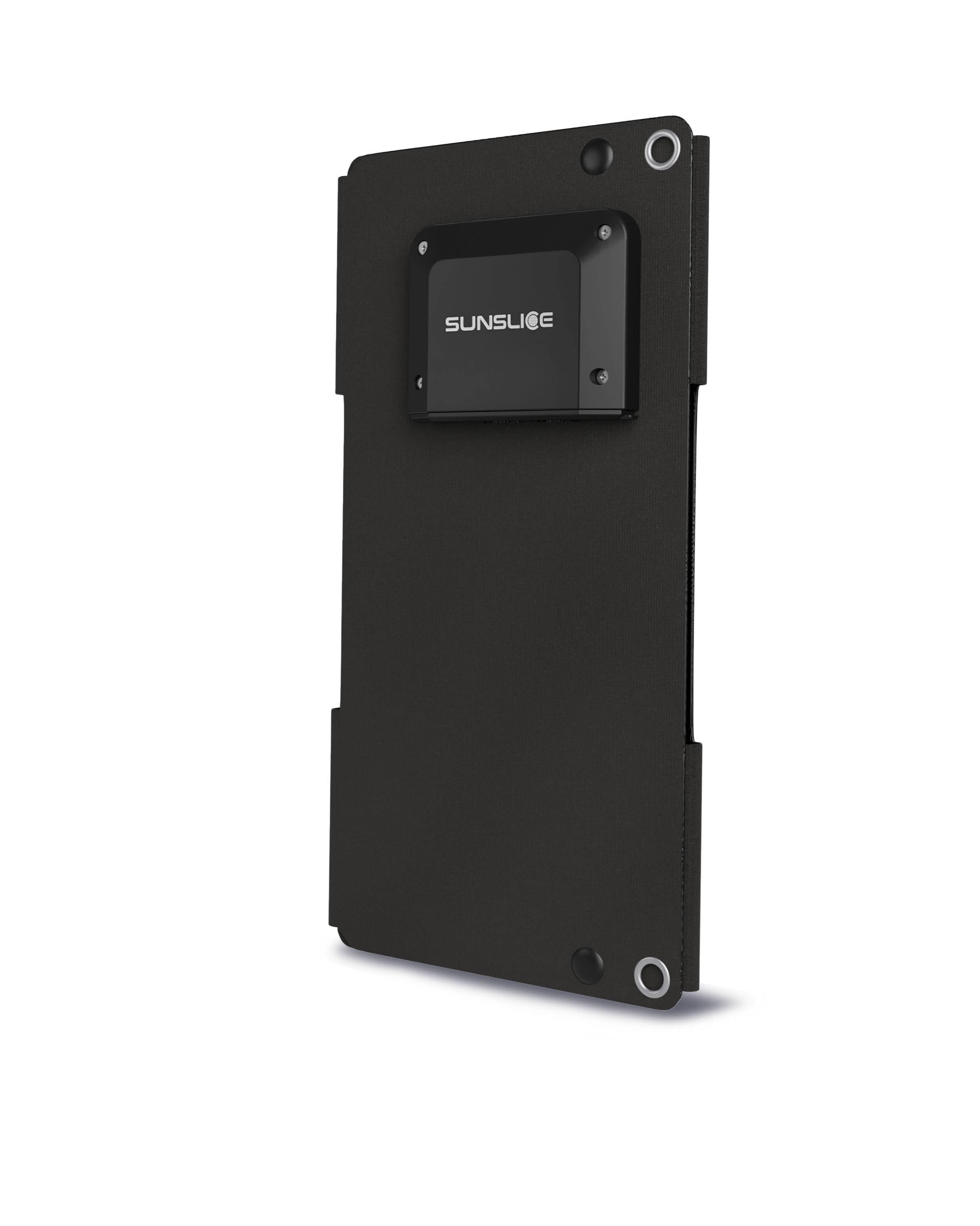 Black electronic device with 'SUNSLICE' branding on a white background