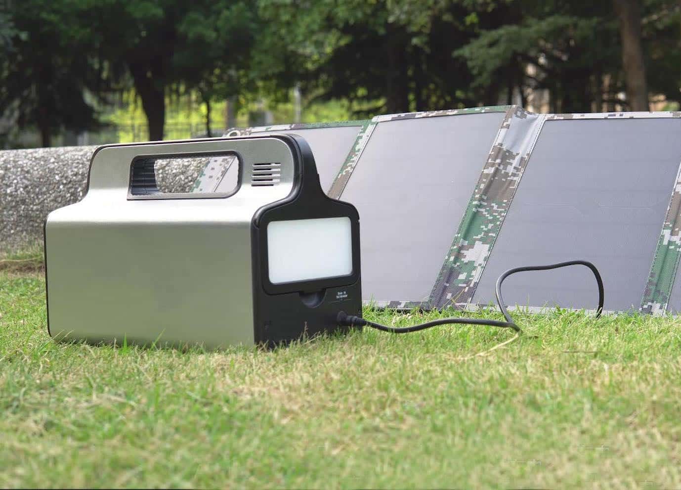solar panel for camper connected to a solar panel generator installed outdoors