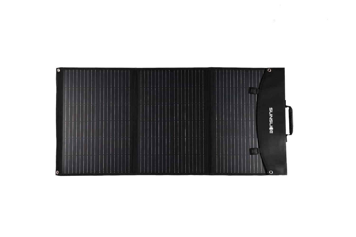 photo of a fusion100 compact solar panel on a white background