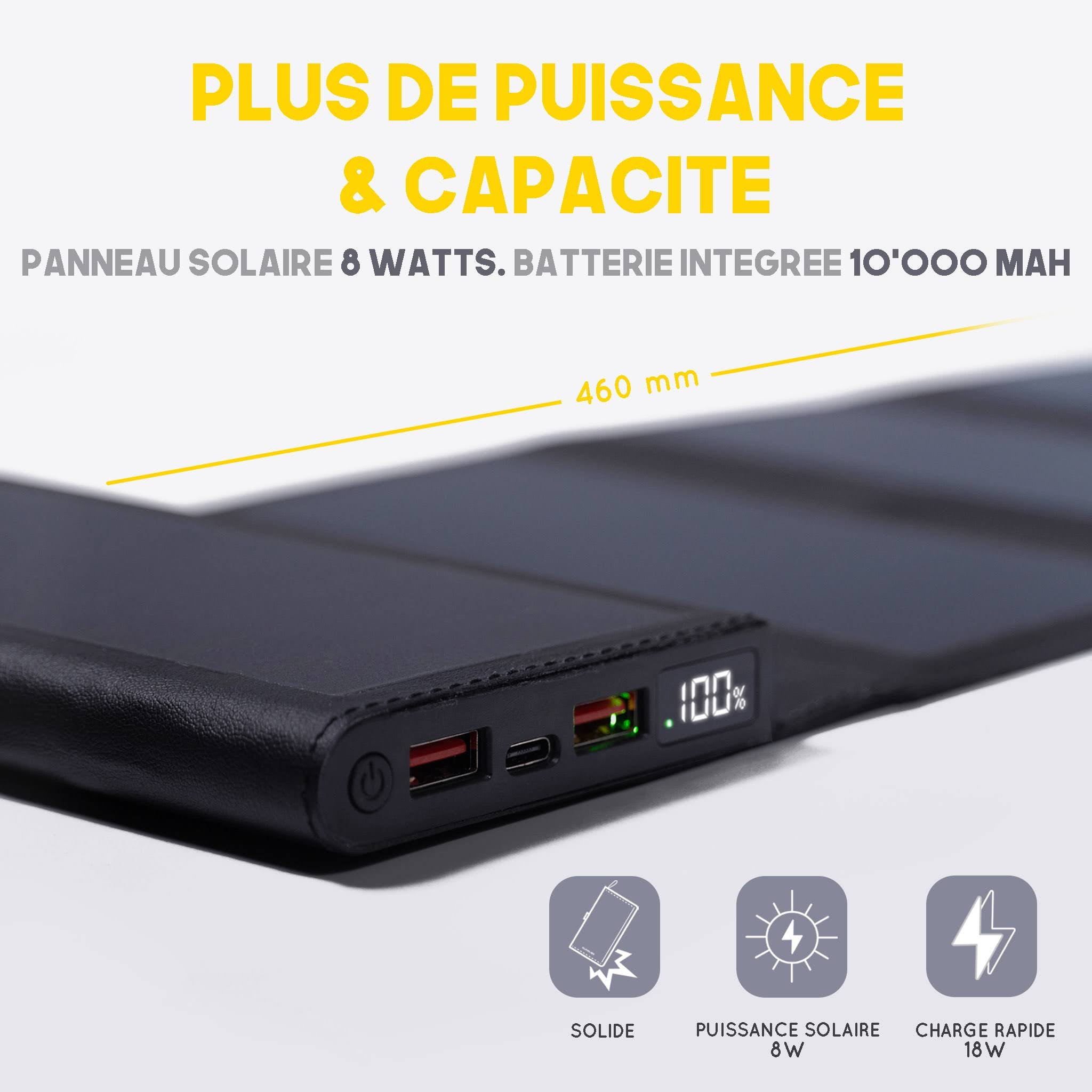 Nouveau chargeur solaire portable de Sunslice avec batterie externe intégrée de 10000mAh