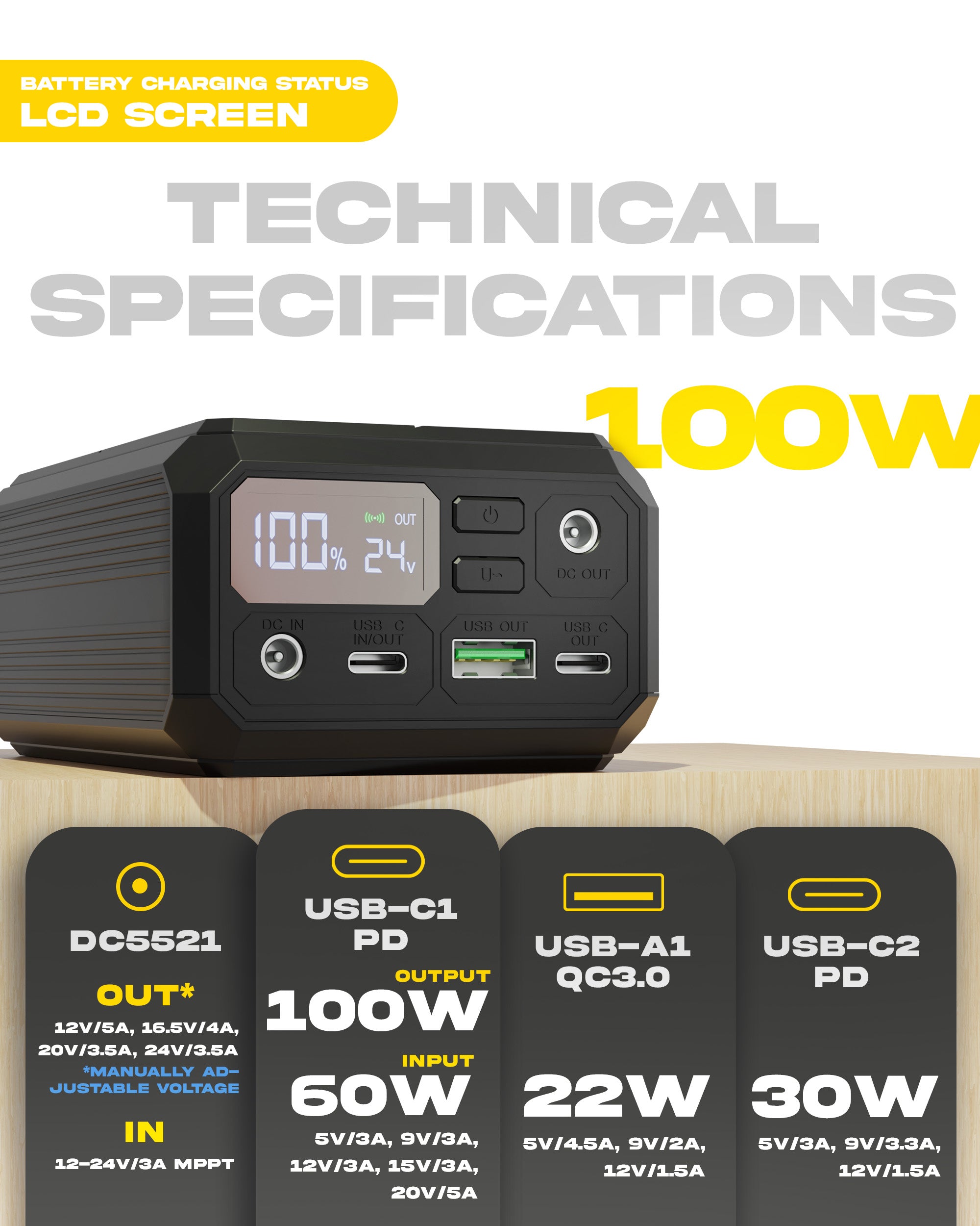 GRAVITY 27 PRO - 100W PD Laptop Power Bank | Solar Compatible