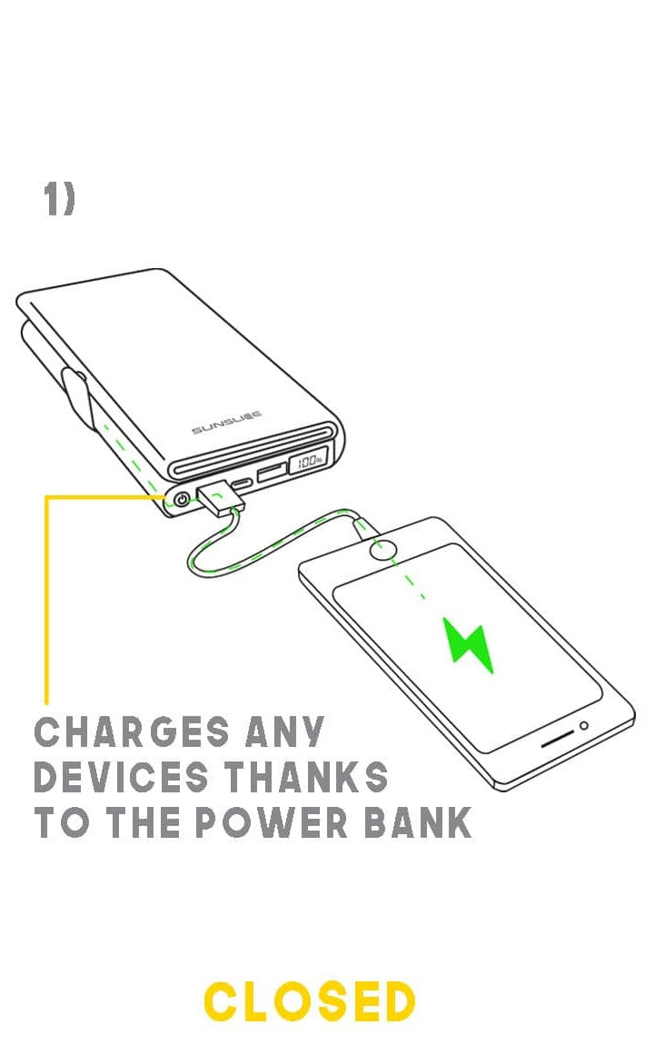 show the electron chaginng a phone thanks to it integrated power bank
