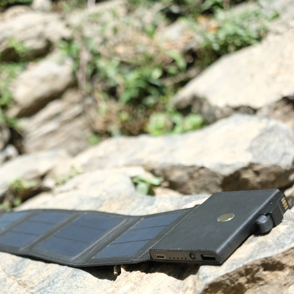 Photon on block of stones stored alongside the river
